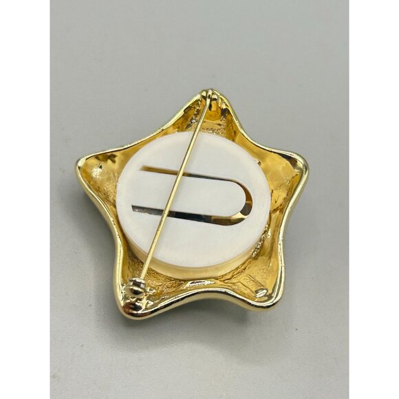 Vintage Signed AJC Gold Tone Smiling Sun Brooch Pin Whimsical Celestial Jewelry - Picture 5 of 7